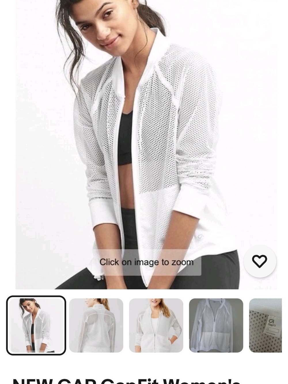 GAP Women's White Mesh Bomber Jacket